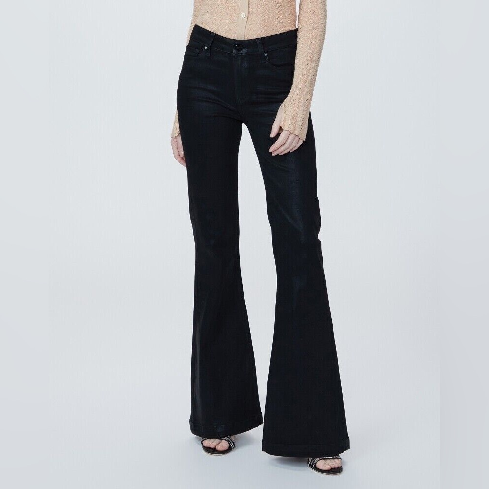 PAIGE Black High-Rise Flare Jeans